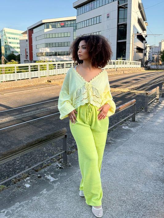 Pantalon en gaz de coton